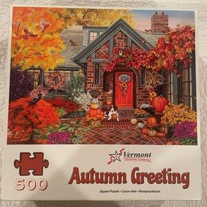Autumn Greeting by Vermont Christmas Company/ 500-Piece Jigsaw Puzzle - Orange